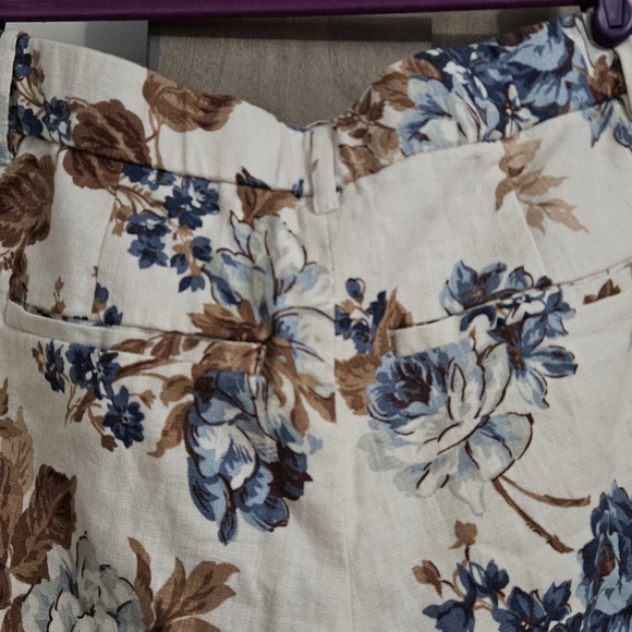 ABERCROMBIE Mid-Rise Linen Cotton Blend Tailored Shorts In Floral. Multi. SM NWT - Picture 2 of 13